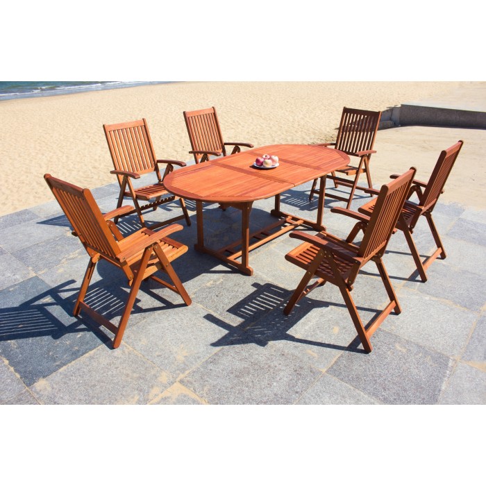 Malaysia Outdoor Wooden Vanamo Set Table 6 Arm Chairs Solid Wood Outdoor Set Patio Garden Furniture Vanamo 1